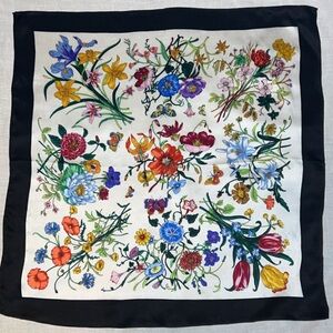 Floral silk scarf, 100% silk